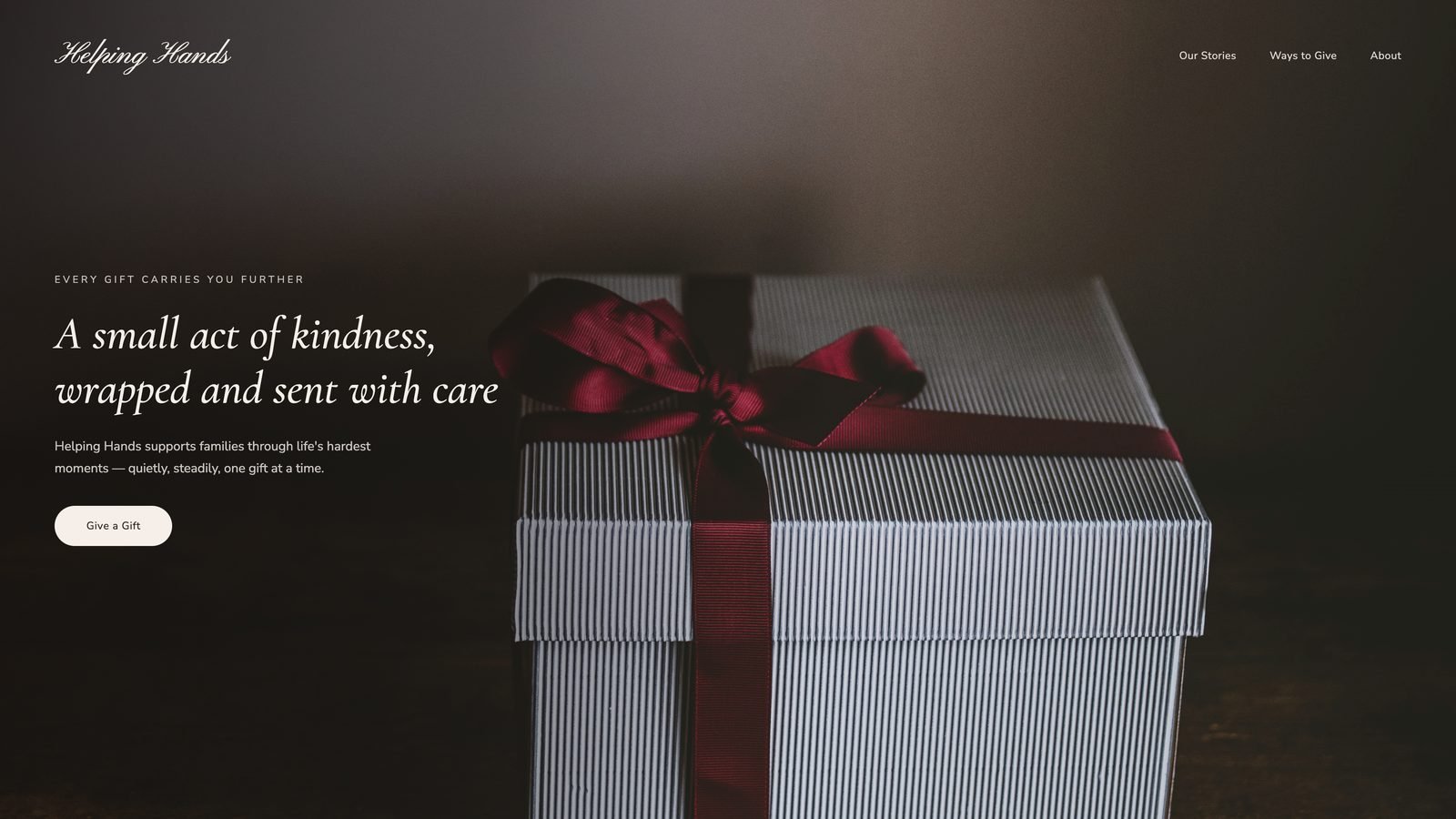 Donations website design for a nonprofit, shown on desktop