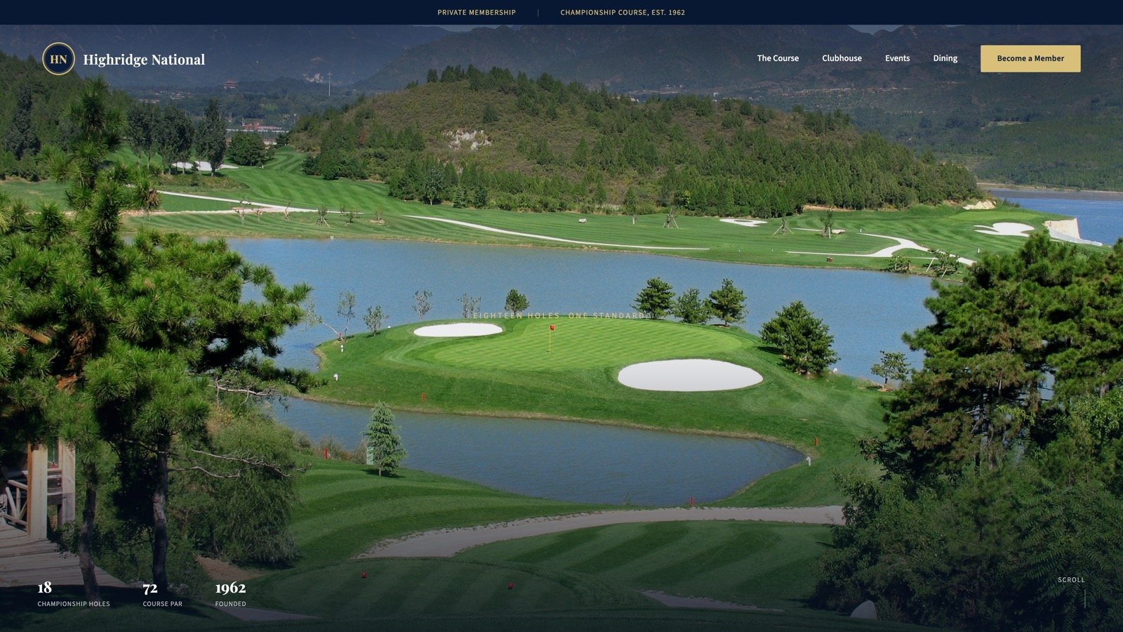 Membership website design for a golf club, shown on desktop