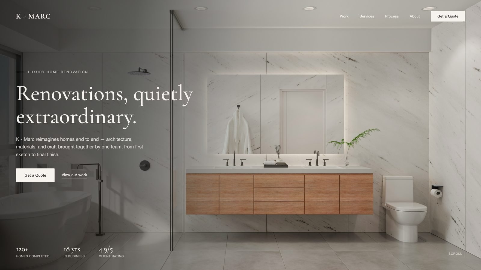 Website design for a bathroom renovation company, shown on desktop