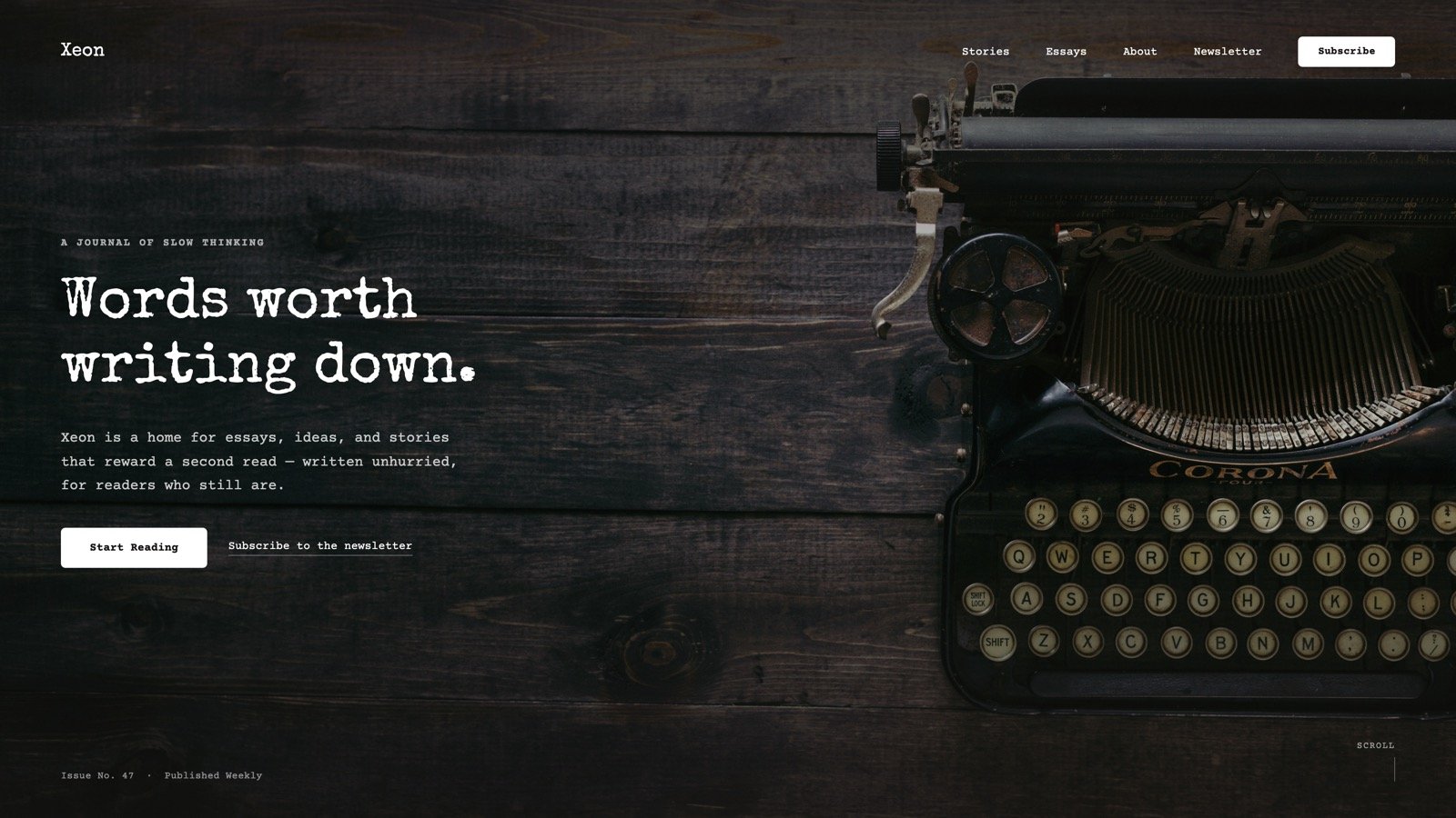 Blog website design for an online journal, shown on desktop